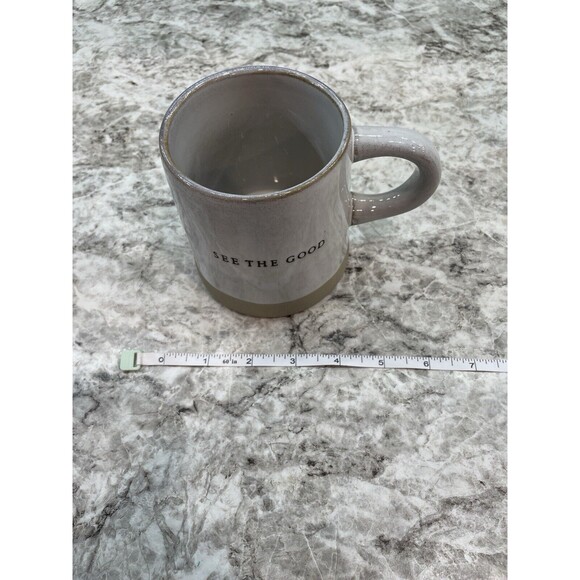 Hearth & Hand with Magnolia SEE THE GOOD Coffee Mug Cup Partial Glaze Stoneware - Picture 8 of 9